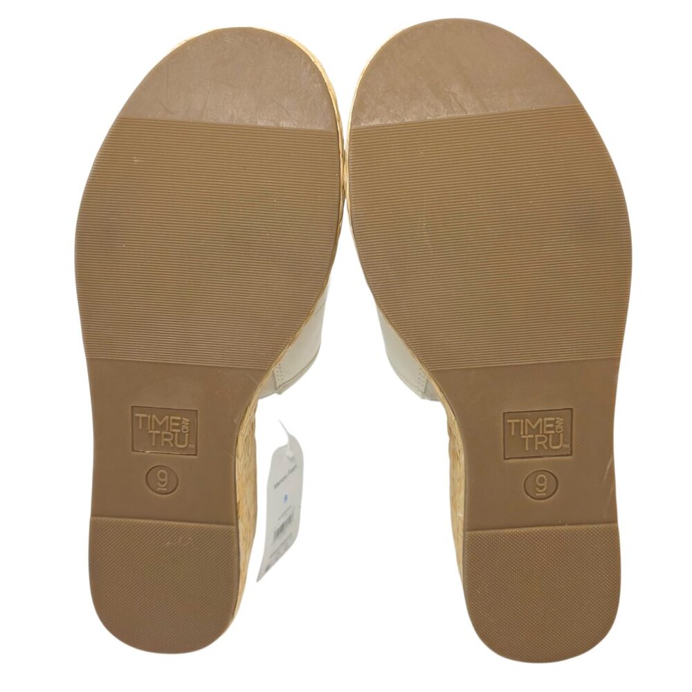Raffia Platform Comfort Slide Sandals White Time and Tru Womens Sz 8, 9, 10, 11 - Picture 8 of 8